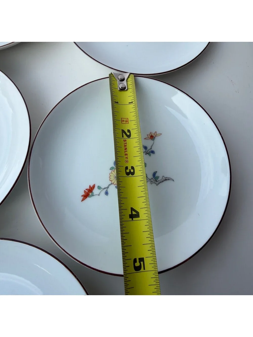 Set of 5 Vintage Japanese Porcelain Floral Bread Plates 5.5